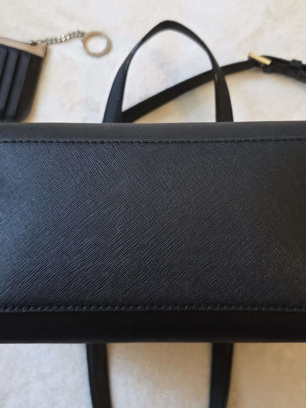 Kate Spade Black and Beige Crossbody Tote with Coin Pouch
